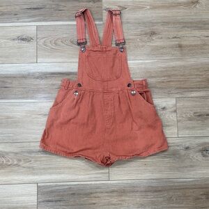 Women's Casual Rust Overalls Shorts